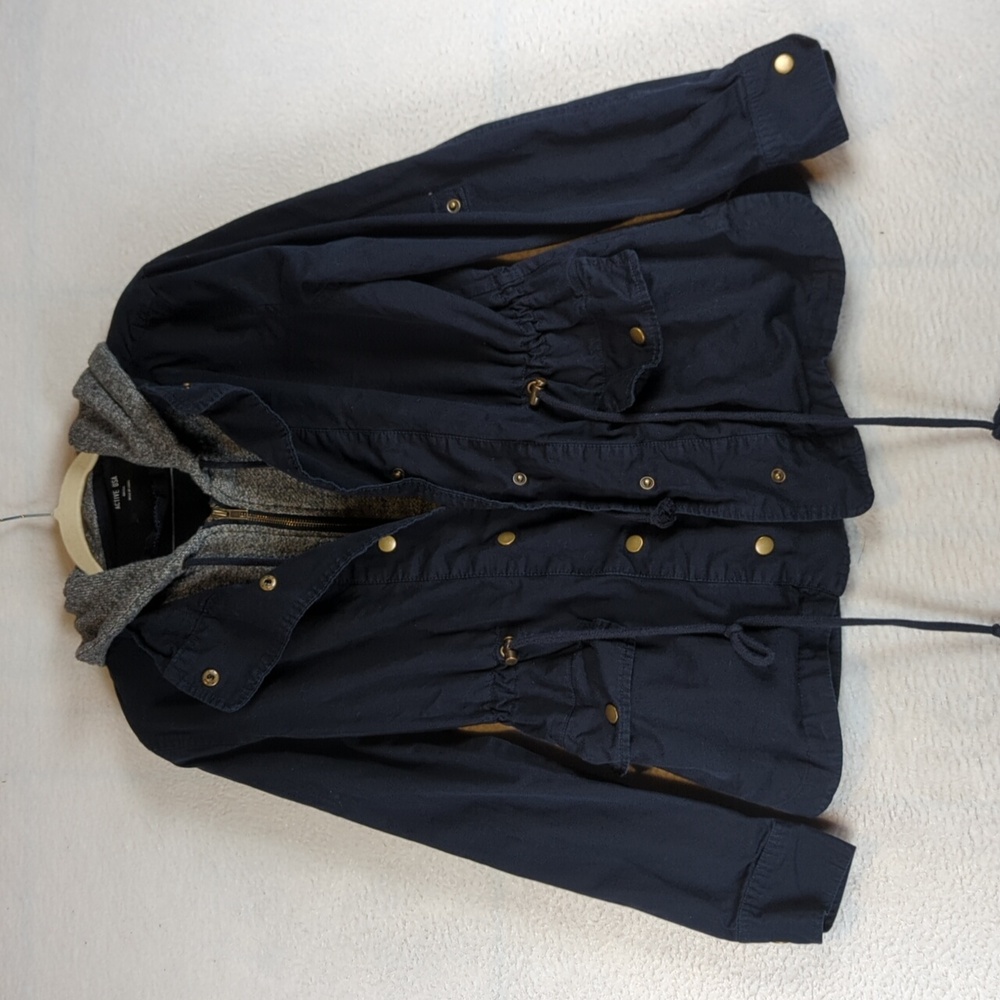 Active USA Women's Navy Hooded Outdoor Utility Jacket Size S